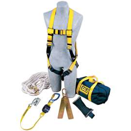 7012818307 2104169 DBI-SALA® Roofers Fall Protection Compliance Kit 2104169, Anchor, Harness, Rope Grab/Lanyard, Lifeline, 50 ft