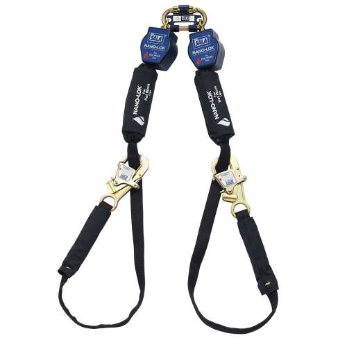 7012818631 3101326 DBI-SALA® Nano-Lok™ Tie-Back Twin-Leg Personal Self-Retracting Lifeline 3101326, Kevlar® Fiber Web, 9 ft