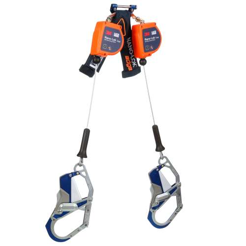 7012819229 3500283 DBI-SALA® Nano-Lok™ Edge Twin-Leg Personal Self Retracting Lifeline 3500283, Cable, Aluminum Comfort Hook, 7 ft., Class 2 ANSI