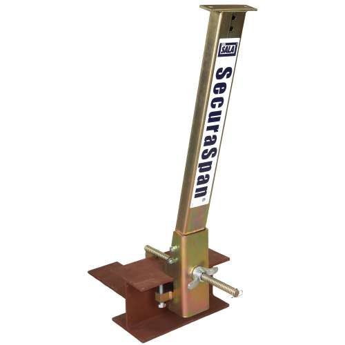 7012820212 7400001 DBI-SALA® Temporary I-Beam Horizontal Lifeline Stanchion/Base 7400001, Bottom Mount, Fits 6 - 12 in Flange Up To 2.25 in Thick