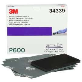 7100010566 Hookit™ Flexible Abrasive Sheet, 34339, P600, 5.5 in x 6.8 in, 25 sheets per carton, 5 cartons per case