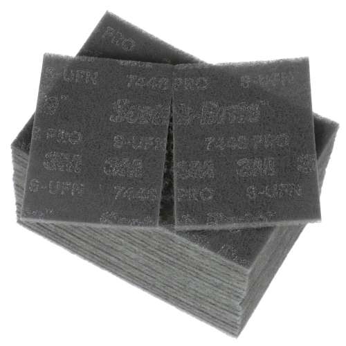 7100023340 Scotch-Brite™ Hand Pad 7448 Pro, PO-HP, SiC Ultra Fine, Gray, 6 in x 9 in, 20/Carton, 60 ea/Case
