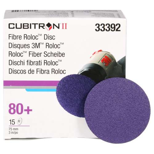 7100033192 Cubitron™ II Roloc™ Fibre Disc 786C, 33392, 3 in (75 mm), 80+, 15 discs per carton, 6 cartons per case