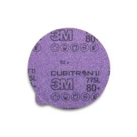 7100048736 Cubitron™ II Stikit™ Film Disc 775L, 80+, 5 in x NH, Linered w/Tab, Die 500X, 50/Carton, 250 ea/Case
