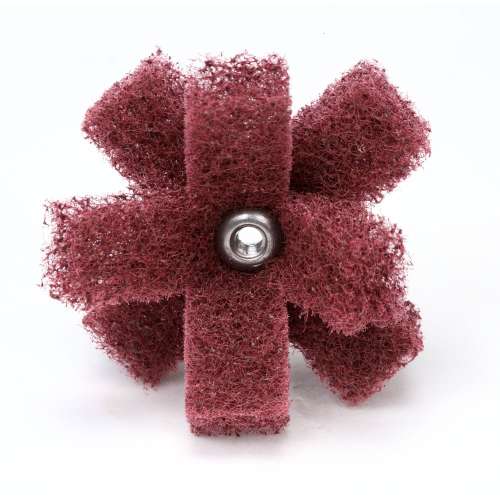 7100054448 Scotch-Brite™ Cross Buff, 2 in x 1/2 in x 2 PLY x 8-32 High Strength A VFN, 25/Carton, 100 ea/Case