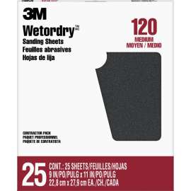 7100079086 Wetordry™ Sanding Sheets 88602NA, 9 in x 11 in, 120 grit, 25 sheets/pk, 10 pks/cs