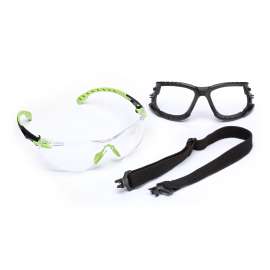 7100079182 S1201SGAF-KT Solus™ 1000-Series Safety Glasses S1201SGAF-KT, Kit, Foam, Strap, Green/Black, Clear Scotchgard™ Anti-Fog Lens, 20 EA/Case