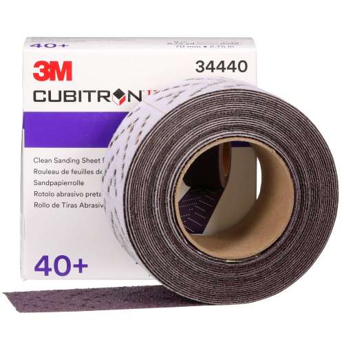 7100086671 Cubitron™ II Hookit™ Clean Sanding Sheet Roll, 34440, 40+ grade, 70 mm x 8 m, 5 rolls per case