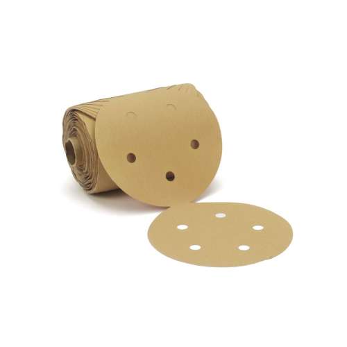 7100089799 Stikit™ Gold Film Disc Roll 255L, 5 in x NH, 5 Hole, P220, D/F, Die 500F, 125 Discs/Roll, 4 Rolls/Case