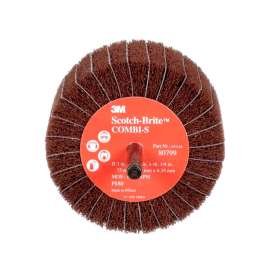 7100093994 Scotch-Brite™ Combi-S Wheel 80678, 3 in x 1-3/4 in 1/4 in Shank P120 X-weight, 10 ea/Case