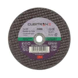 7100101771 Cubitron™ II Cut-Off Wheel, 33460, 100 mm x 1 mm x 9.53 mm (4 in. x 0.04 in x 3/8 in), 5 wheels per carton, 6 cartons per case