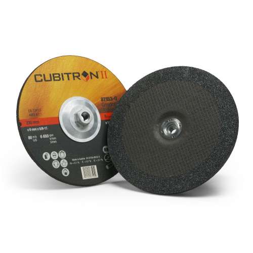 7100103313 Cubitron™ II Depressed Center Grinding Wheel, 87153, T27 Quick Change, 9 in x 1/4 in x 5/8 in-11 in, 10/Carton, 20 ea/Case