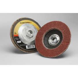 7100105004 Cubitron™ II Flap Disc 969F, 80+, T27 Quick Change, 4-1/2 in x 5/8"-11, 10 ea/Case