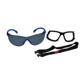 7100105846 S1102SGAF-KT Solus™ 1000-Series S1102SGAF-KT Foam Strap, Black/Blue, Grey Scotchgard™ Anti-fog Lens, 20 EA/Case