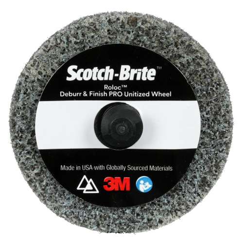 7100109131 Scotch Brite™ Roloc™ Deburr & Finish PRO Unitized Wheel, DP-UR, 8C Coarse+, TR, 2 in x 1/4 in, 15/Carton, 60 ea/Case