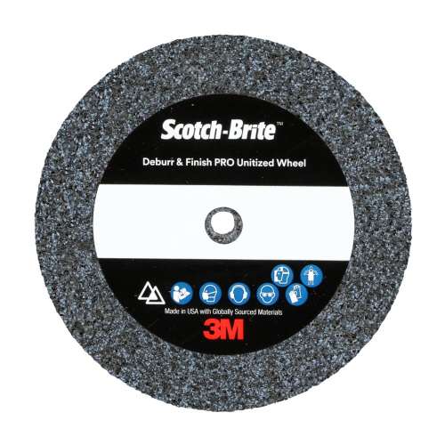 7100110913 Scotch-Brite™ Deburr & Finish Pro Unitized Wheel, DP-UW, 8C Coarse+, 1 in x 1 in x 3/16 in, 50 ea/Case