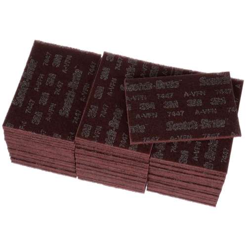 7100112579 Scotch-Brite™ Hand Pad 7447B Pro, PO-HP, A/O Very Fine, Maroon, 6 in x 9 in, 60 ea/Case, Bulk
