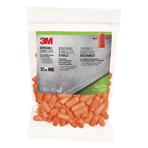 7100114969 92800-LG80-6DC Disposable Earplugs 92800G80-DC, Orange, 80 pair/pack, 6 packs/case