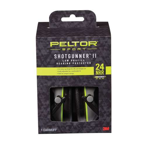 7100115570 97040-PEL-2C Peltor Sport Shotgunner II Low-Profile Hearing Protector 24 NRR, 97040-PEL-2C, Black/Gray, 2ea/cs