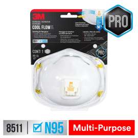 7100117608 8511HA1-C-PS Sanding and Fiberglass Valved Respirator 8511H1-DC-PS, 1ea/pk, 12 pks/cs