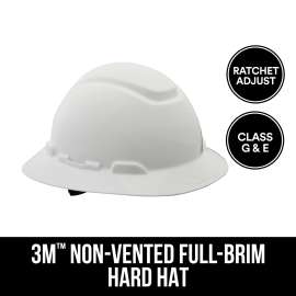 7100119484 CHH-FB-R-W6-PS Full-Brim Non-Vented Hard Hat with Ratchet Adjustment,CHH-FB-R-W6-PS, 6/case