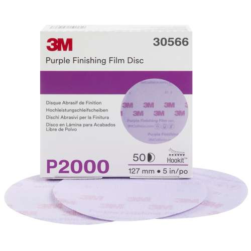 7100122773 Hookit™ Purple Finishing Film Abrasive Disc 260L, 30566, 5 in, P2000, 50 discs per carton, 4 cartons per case