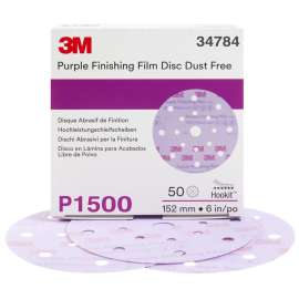 7100122776 Hookit™ Purple Finishing Film Abrasive Disc 260L, 34784, 6 in, Dust Free, P1500, 50 discs per carton, 4 cartons per case