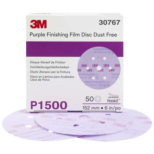 7100122779 Hookit™ Purple Finishing Film Abrasive Disc 260L, 30767, 6 in, Dust Free, P1500, 50 discs per carton, 4 cartons per case