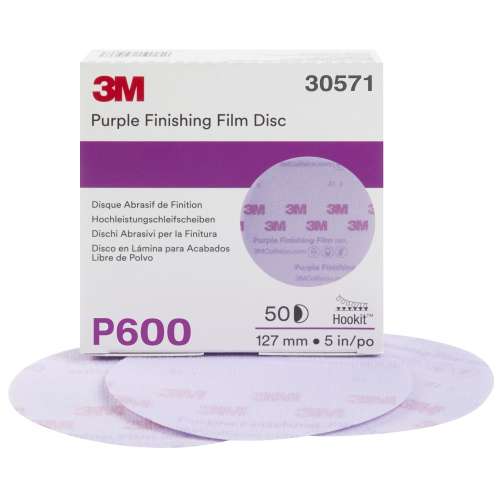 7100122801 Hookit™ Purple Finishing Film Abrasive Disc 260L, 30571, 5 in, P600, 50 discs per carton, 4 cartons per case