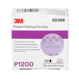 7100123056 Hookit™ Purple Finishing Film Abrasive Disc 260L, 30368, 3 in, P1200, 50 discs per carton, 4 cartons per case