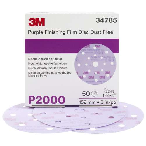 7100123057 Hookit™ Finishing Film Disc Dust-Free, 34785, 6 in, 17 Hole, P2000, 50 discs per carton, 4 cartons per case