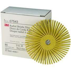 7100138193 Scotch-Brite™ Radial Bristle Disc, RB-ZB, 80, 3 in x 3/8 in, 4 Cartons/Case