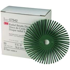 7100138325 Scotch-Brite™ Radial Bristle Disc, 3 in x 3/8 in 50, 10/Carton, 4 Cartons/Case