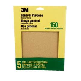 7100140811 Aluminum Oxide Sandpaper Fine, 9001NA, 9 in x 11 in, 5/pk