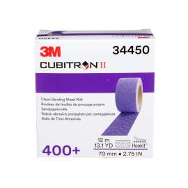 7100141523 Cubitron™ II Hookit™ Clean Sanding Sheet Roll, 34450, 400+ grade, 70 mm x 12 m, 5 rolls per case