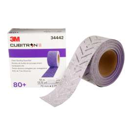 7100150711 Cubitron™ II Hookit™ Clean Sanding Sheet Roll, 34442, 80+ grade, 70 mm x 12 m, 5 rolls per case