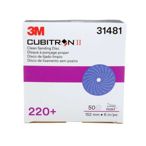 7100155285 Cubitron™ II Hookit™ Clean Sanding Abrasive Disc, 31481, 6 in, 220+ grade, 50 discs per carton, 4 cartons per case