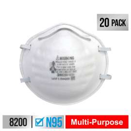 7100155864 8200H20-DC Sanding and Fiberglass Respirator, 8200H20-DC, 20 eaches/pack, 4 packs/case