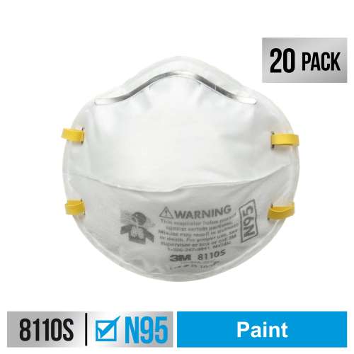 7100159321 8110SP20-DC Performance Paint Prep Respirator N95 Particulate, 8110SP20-DC, Size Small, 20 eaches/pack, 4 packs/case