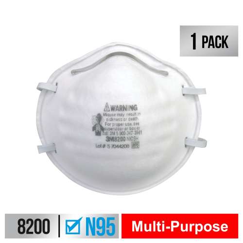 7100159390 8200H1-DC Sanding and Fiberglass Respirator N95 Particulate, 8200H1-DC, 1 each/pack, 24 packs/case
