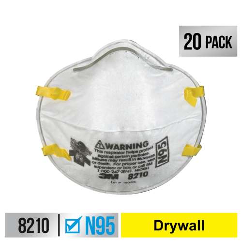 7100160530 8210D20-DC Performance Drywall Sanding Respirator N95 Particulate, 8210D20-DC, 20 eaches/pack, 4 packs/case