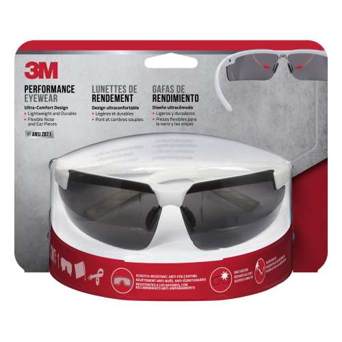 7100160817 47080H1-DC Performance Eyewear Anti-Fog, 47080H1-DC, White, Gray Lens, 4/case