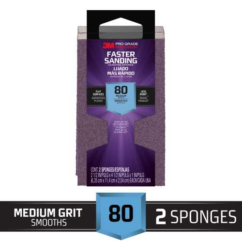 7100170019 Pro Grade Precision™ Faster Sanding Sanding Block Sponge 2pk, 24000PGP-M-2, 2.5 x 4.5 x 1in, 80 grit, 2 each/pack