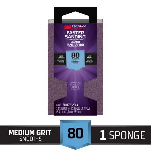 7100170036 Pro Grade Precision™ Faster Sanding Sanding Block Sponge, 24000PGP-M-B, 2.5 in x 4.5 in x 1 in, 80 grit, Medium, 12/cs