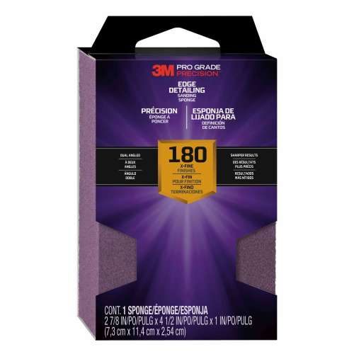7100170066 Pro Grade Precision™ Edge Detailing Dual Angle Sanding Sponge, 24302TRIP-XFDA, 2 7/8 in x 4.5 in x 1 in, X-Fine, 12/cs