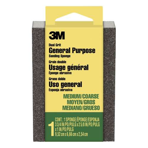 7100173158 Sanding Sponge, 909-ESF, Dual Grit Block, 3 3/4 in x 2 5/8 in x 1 in  (9,52 cm x 6,66 cm x 2,54 cm), Medium/Coarse, 24ea/cs