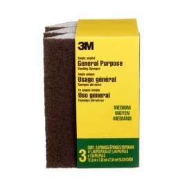 7100175218 General Purpose Sanding Sponge CP041-3PK, Single Angle, 2 7/8 in x 4 7/8 in x 1 in, Medium, 3/pk, 6 pks/cs