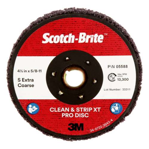 7100175464 Scotch-Brite™ Clean and Strip XT Pro TN Quick Change Disc, XO-DN, SiC Extra Coarse, Purple, 4-1/2 in x 5/8 in-11, 10 ea/Case