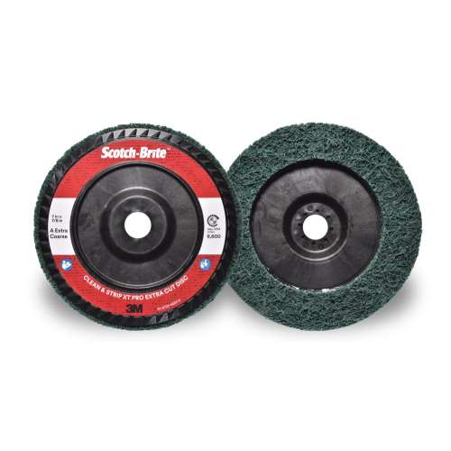 7100175508 Scotch-Brite™ Clean and Strip XT Pro Extra Cut Disc, XC-DC, A/O Extra Coarse, Green, 7 in x 7/8 in, Type 27, 5 ea/Case