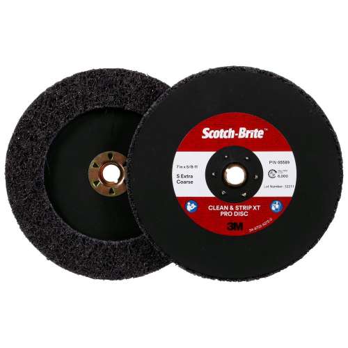 7100175514 Scotch-Brite™ Clean and Strip XT Pro TN Quick Change Disc, XO-DN, SiC Extra Coarse, Purple, 7 in x 5/8 in-11, 5 ea/Case